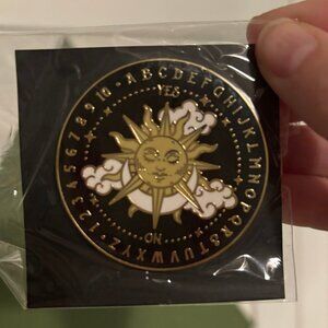 NWT! Bookish Black/White/Gold Sun and Moon Pin